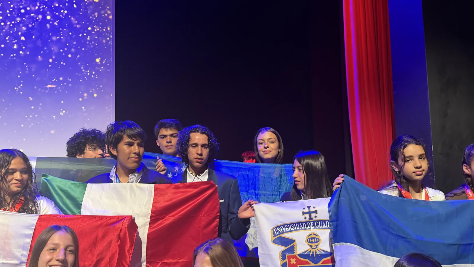 CST students celebrating with students from other countries